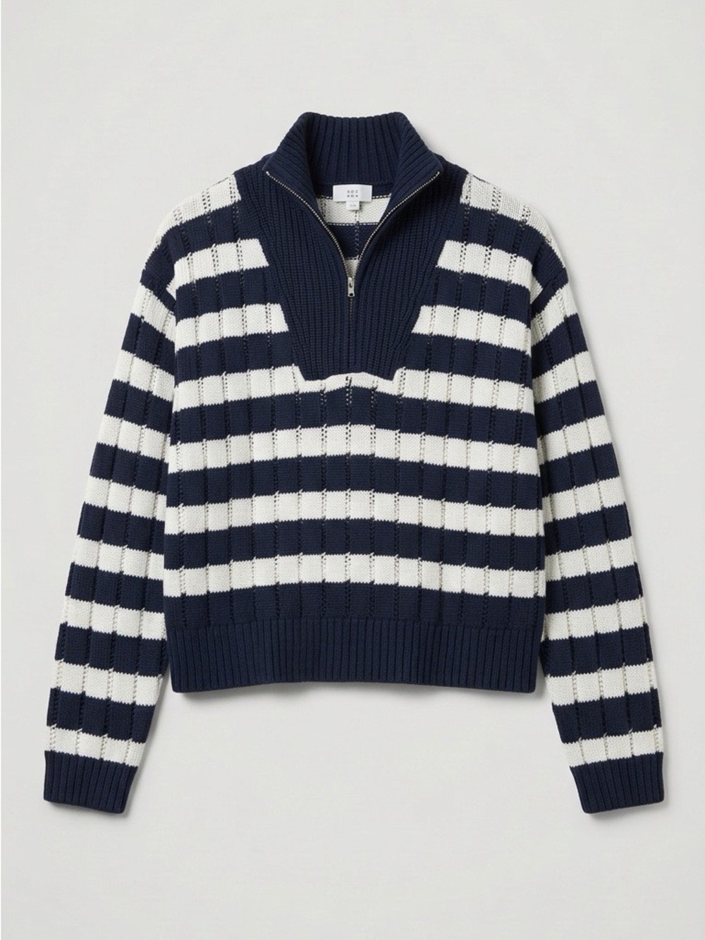 a new day Navy and White Striped Zip Pullover Sweater